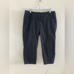 Talbots Signature Cropped Black Capri Pants Cotton Comfort Travel 12 PETITE